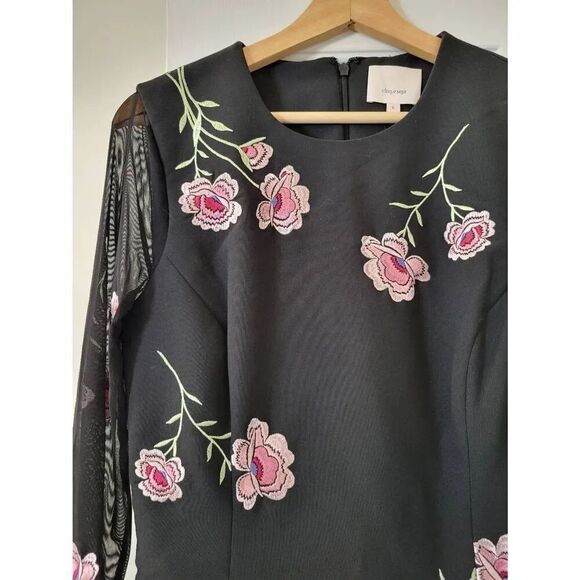 Cinq a sept Anna Floral Mesh Dress in Black Multi 8 Nwt $595 - Picture 4 of 8